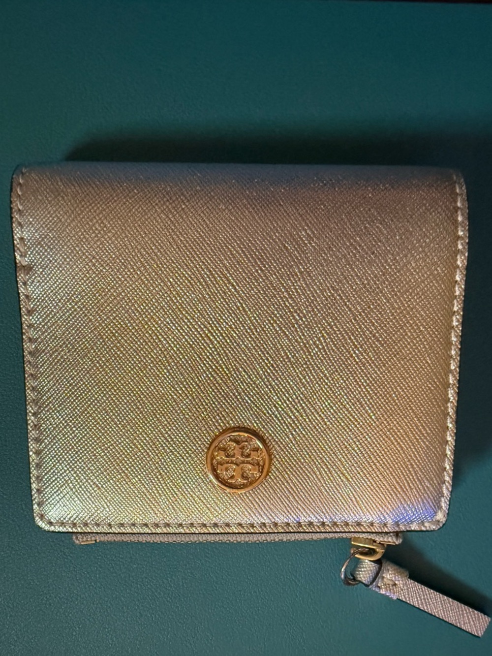 Tory Burch Iridescent Gold Compact Wallet-EUC